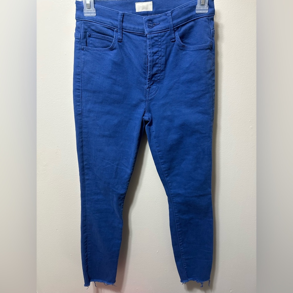 MOTHER the Stunner Ankle Fray Jeans in Mazerine Blue